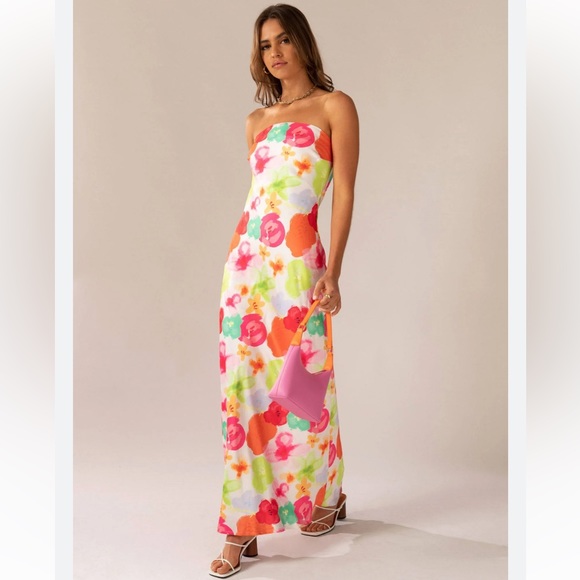 Peppermayo No Service Satin Maxi Dress - Blurred Blossom - Picture 1 of 9